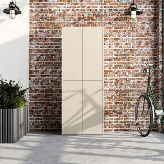 Stort skoskap Alice 74x192 - beige sand - 4 dører - hyller