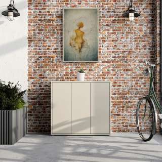 Skoskap Alice 109x99 cm - beige sand - 3 dører - hyller