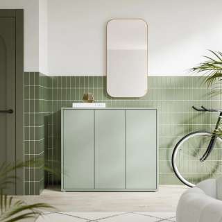 Skoskap Alice 109x99 cm - salve grønn - 3 dører - hyller