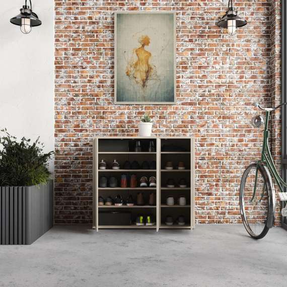 Skoskap Alice 109x99 cm - salve grønn - 3 dører - hyller