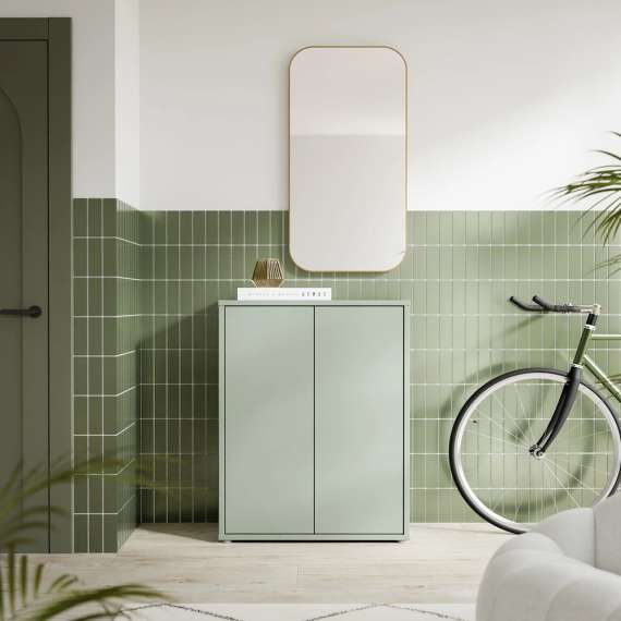 Skoskap Alice 74x99 cm - salve grønn - 2 dører - hyller