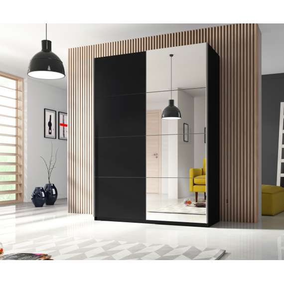 Garderobeskap Beta 120x210 - sort - speil