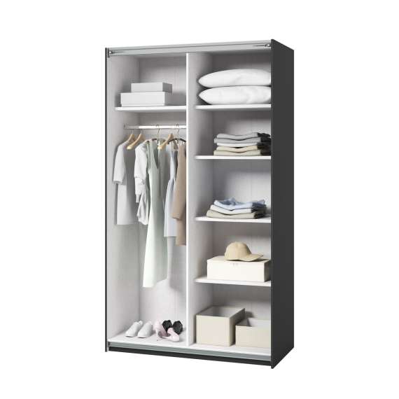 Garderobeskap Beta 120x210 - sort - speil