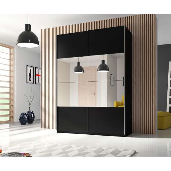 Garderobeskap Beta 150x210 - sort - speil