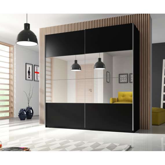 Garderobeskap Beta 180x210 - sort - speil