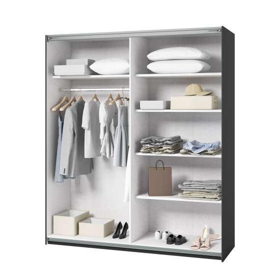 Garderobeskap Beta 180x210 - sort - speil