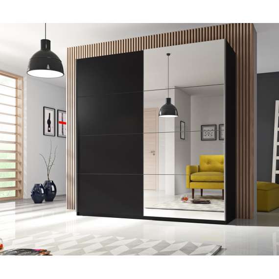 Garderobeskap Beta 200x210 - sort - speil