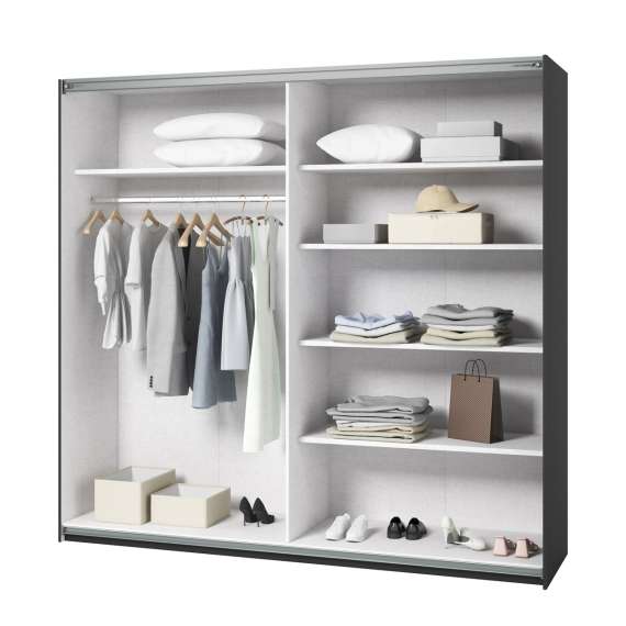 Garderobeskap Beta 221x210 - sort - speil