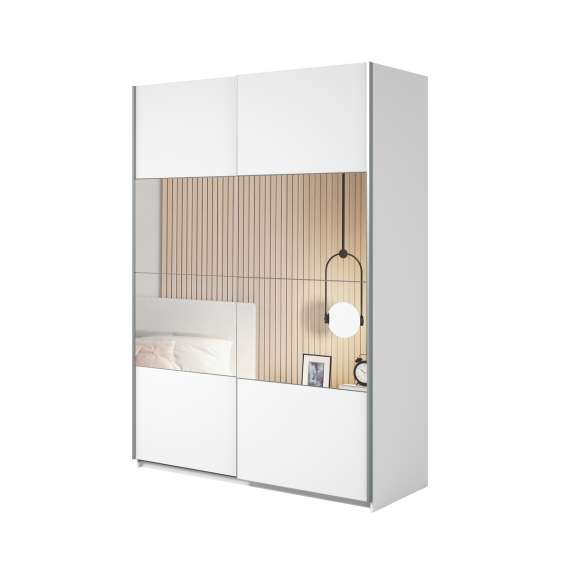 Garderobeskap Beta 150x210 - hvit - speil