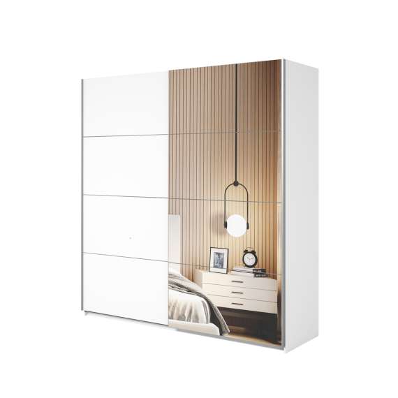 Garderobeskap Beta 200x210 - hvit - speil