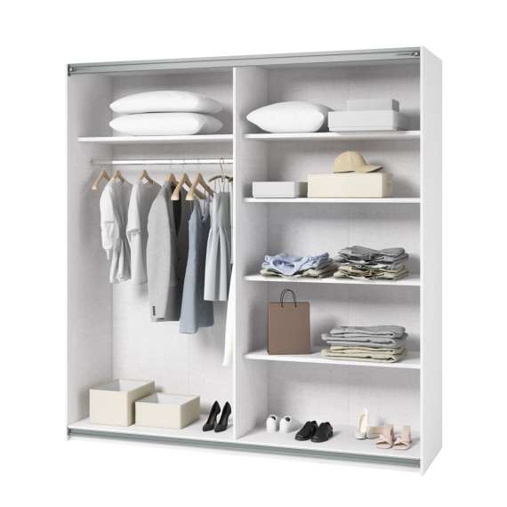 Garderobeskap Beta 200x210 - hvit - speil