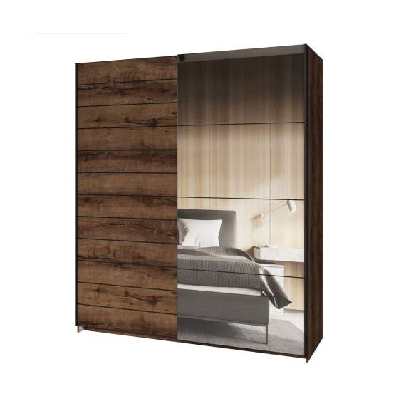 Garderobeskap Beta 180x210 - mørk eik - speil