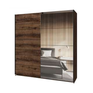 Garderobeskap Beta 200x210 - mørk eik - speil