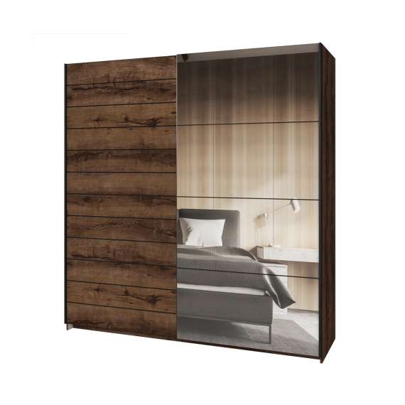 Garderobeskap Beta 200x210 - mørk eik - speil