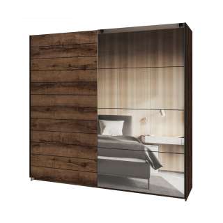 Garderobeskap Beta 221x210 - mørk eik - speil