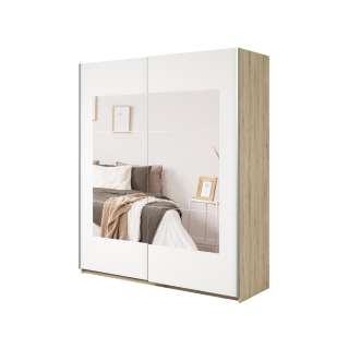 Garderobeskap Beta 180x210 - eik - hvit - speil