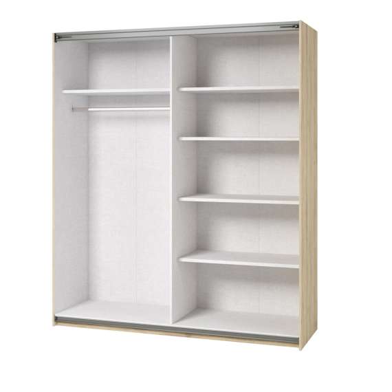 Garderobeskap Beta 180x210 - eik - hvit - speil