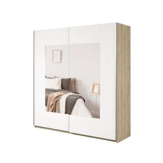 Garderobeskap Beta 200x210 - eik - hvit - speil