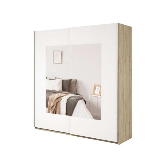 Garderobeskap Beta 200x210 - eik - hvit - speil