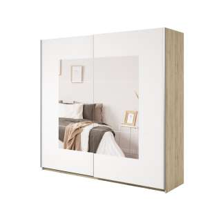 Garderobeskap Beta 221x210 - eik - hvit - speil