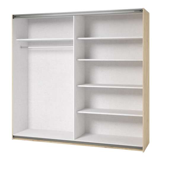 Garderobeskap Beta 221x210 - eik - hvit - speil