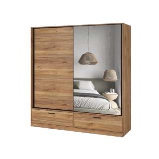 Garderobeskap Beta 180x210 - eik - speil - skuffer