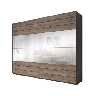 Garderobeskap Galaxy 270x210 cm - mørk eik - speil