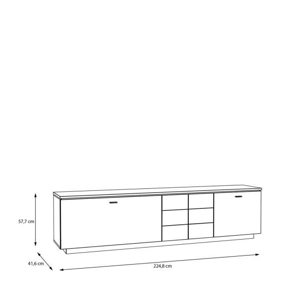 Tv-ben LUTTO - 225x58 cm - 4 dører - eik artisan - beige sand