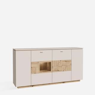 Skjenk LUTTO - 200x101 cm - 4 dører - eik artisan - beige sand