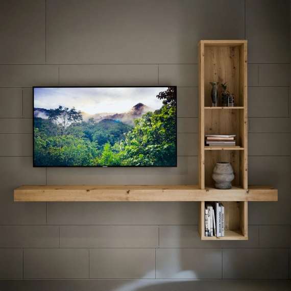 Vegghengt reol med hylle LUTTO - 225x171 cm - eik artisan