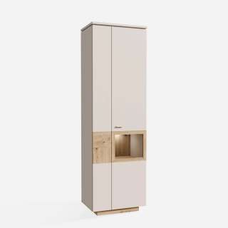 Vitrineskap LUTTO - 61x197 cm - 2 dører - eik artisan - beige sand
