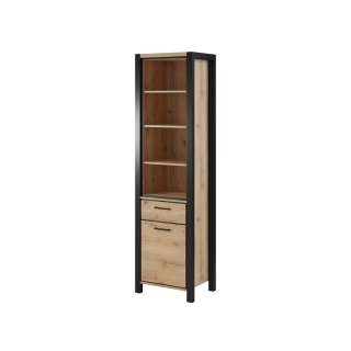 Reol Aktiv 55x200 cm - eik - sort - med hyller