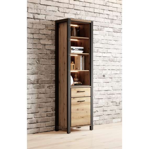 Reol Aktiv 55x200 cm - eik - sort - med hyller