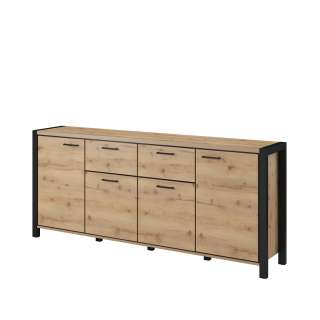 Skjenk Aktiv 213x91 cm - eik - sort - med hyller
