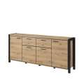 Skjenk Aktiv 213x91 cm - eik - sort - med hyller