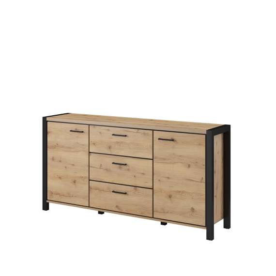 Skjenk Aktiv 180x91 cm - eik - sort - med hyller