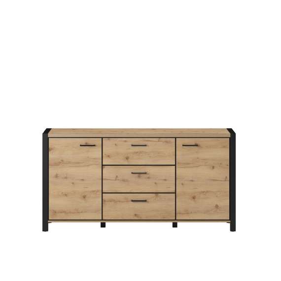 Skjenk Aktiv 180x91 cm - eik - sort - med hyller