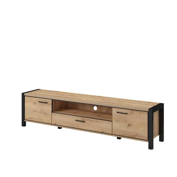 Tv-benk Aktiv 210x50 cm - eik - sort - med skuff