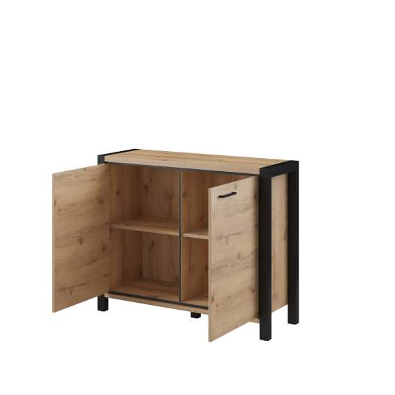 Skjenk Aktiv 112x91 cm - eik - sort - med 2 dører