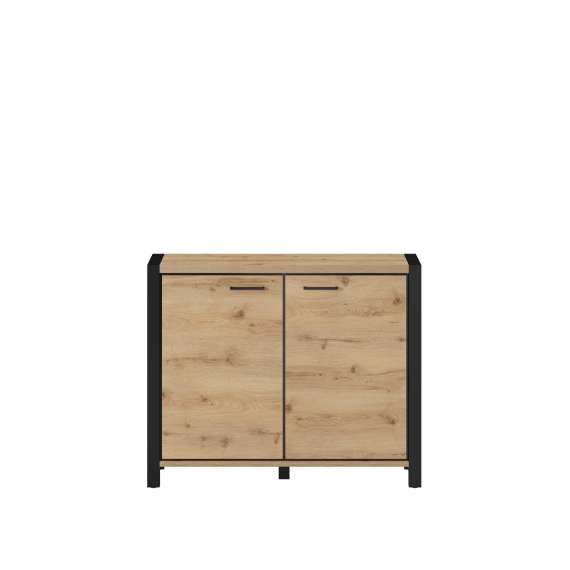 Skjenk Aktiv 112x91 cm - eik - sort - med 2 dører