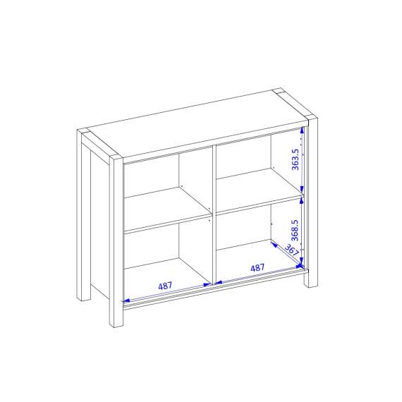 Skjenk Aktiv 112x91 cm - eik - sort - med 2 dører