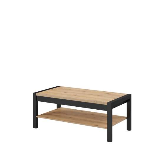 Stuebord Aktiv 120x60 cm - eik - sort - med hylle