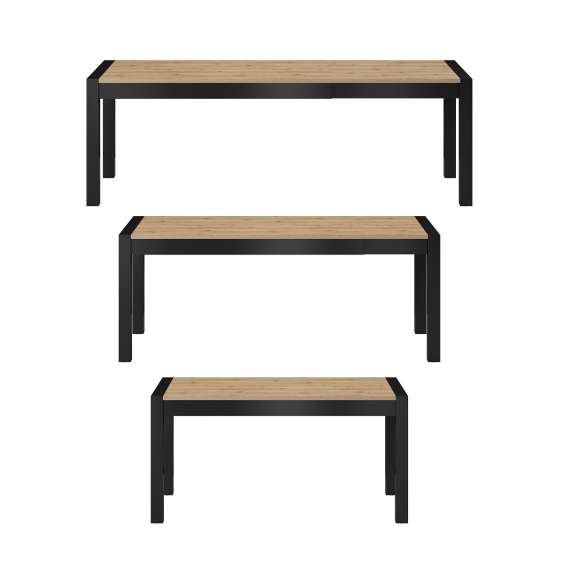 Spisebord Aktiv 160-240x90 cm - eik - sort - uttrekkbart