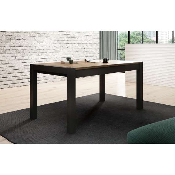 Spisebord Aktiv 160-240x90 cm - eik - sort - uttrekkbart