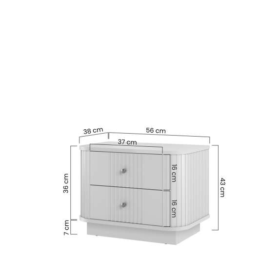 Nattbord Vesper - 56x43 cm - cashmere - valnøtt - 2 skffer - 2 stk