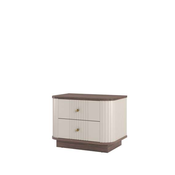 Nattbord Vesper - 56x43 cm - cashmere - valnøtt - 2 skffer - 2 stk