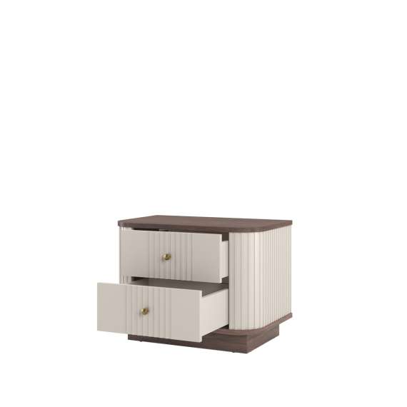 Nattbord Vesper - 56x43 cm - cashmere - valnøtt - 2 skffer - 2 stk