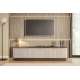 Tv-benk Vesper - 187x48 cm - 4 dører - cashmere - valnøtt - sokkel
