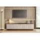 Tv-benk Vesper - 187x48 cm - 4 dører - cashmere - valnøtt - sokkel