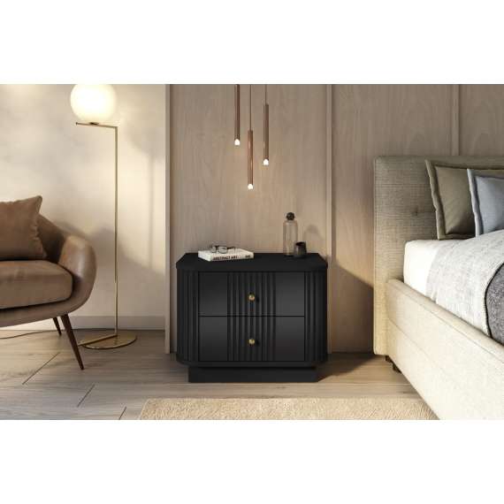 Nattbord Vesper - 56x48 cm - svart matt - 2 stk - sokkel